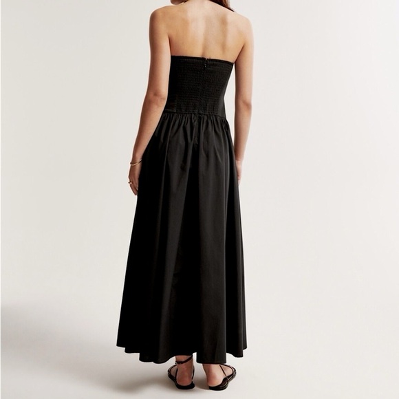 NWT Abercrombie & Fitch Black Drop-waist Strapless Maxi Dress in Black, Size XSP - Picture 4 of 8